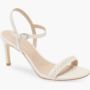 NEW Stuart Weitzman 9 Dancer 75 Demipearl Heel Sandal Calf Leather White Wedding